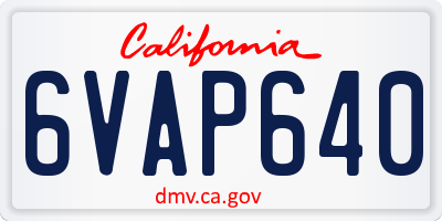 CA license plate 6VAP640