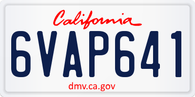 CA license plate 6VAP641
