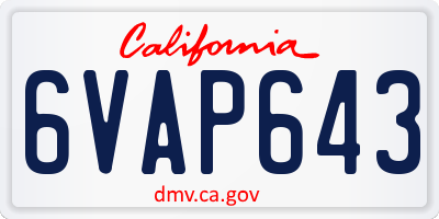 CA license plate 6VAP643