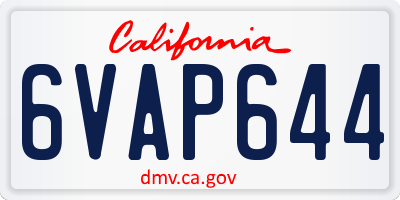 CA license plate 6VAP644