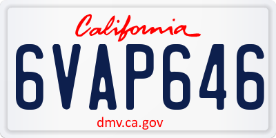 CA license plate 6VAP646