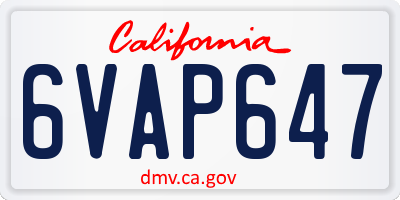 CA license plate 6VAP647