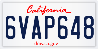 CA license plate 6VAP648
