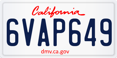 CA license plate 6VAP649