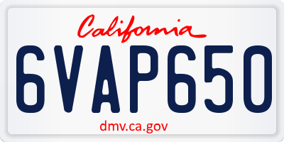 CA license plate 6VAP650