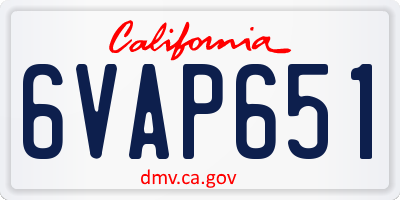 CA license plate 6VAP651