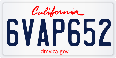 CA license plate 6VAP652