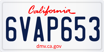 CA license plate 6VAP653