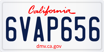 CA license plate 6VAP656