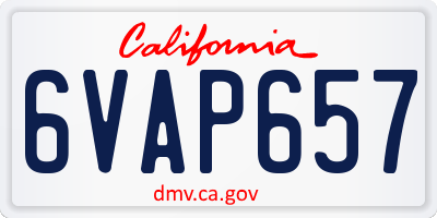 CA license plate 6VAP657