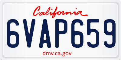 CA license plate 6VAP659