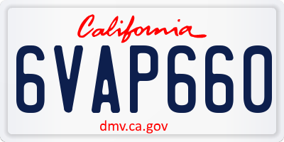 CA license plate 6VAP660