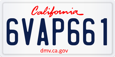 CA license plate 6VAP661