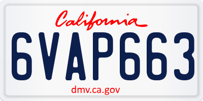 CA license plate 6VAP663