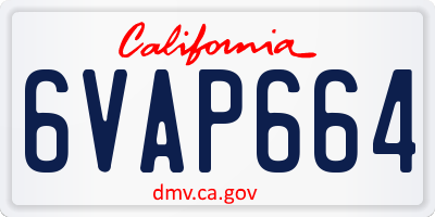 CA license plate 6VAP664