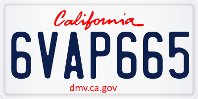 CA license plate 6VAP665