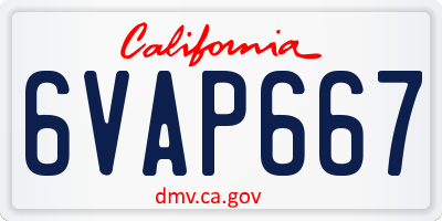 CA license plate 6VAP667