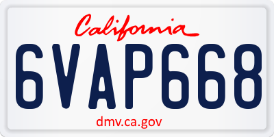 CA license plate 6VAP668