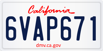 CA license plate 6VAP671