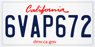 CA license plate 6VAP672