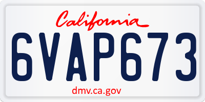 CA license plate 6VAP673