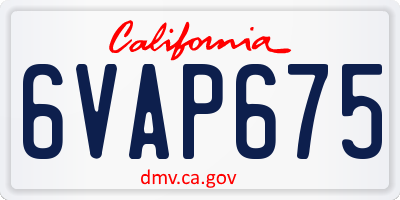 CA license plate 6VAP675
