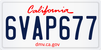 CA license plate 6VAP677