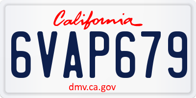 CA license plate 6VAP679