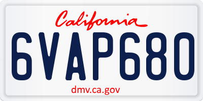 CA license plate 6VAP680