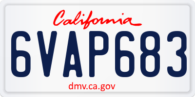CA license plate 6VAP683