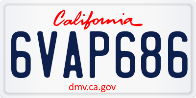 CA license plate 6VAP686