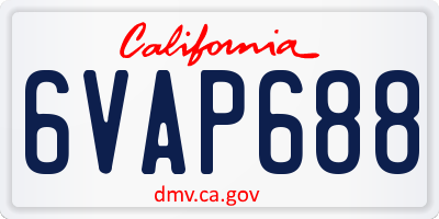 CA license plate 6VAP688
