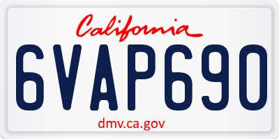 CA license plate 6VAP690