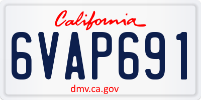 CA license plate 6VAP691