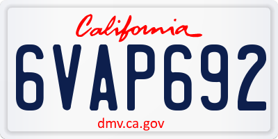 CA license plate 6VAP692