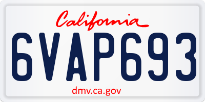 CA license plate 6VAP693