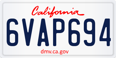 CA license plate 6VAP694