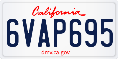 CA license plate 6VAP695