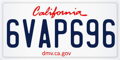 CA license plate 6VAP696