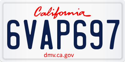 CA license plate 6VAP697