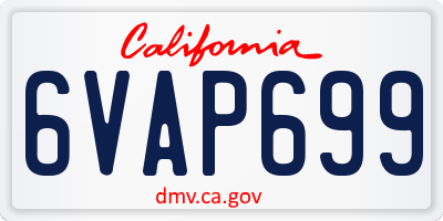 CA license plate 6VAP699