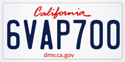 CA license plate 6VAP700