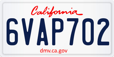 CA license plate 6VAP702