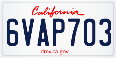 CA license plate 6VAP703