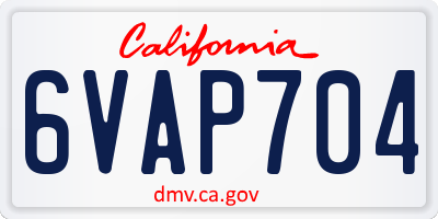CA license plate 6VAP704