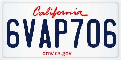 CA license plate 6VAP706