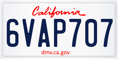 CA license plate 6VAP707