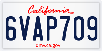 CA license plate 6VAP709