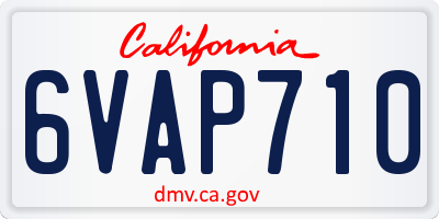 CA license plate 6VAP710