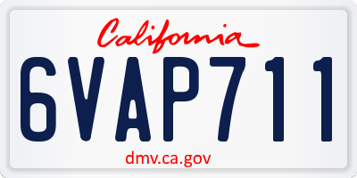 CA license plate 6VAP711